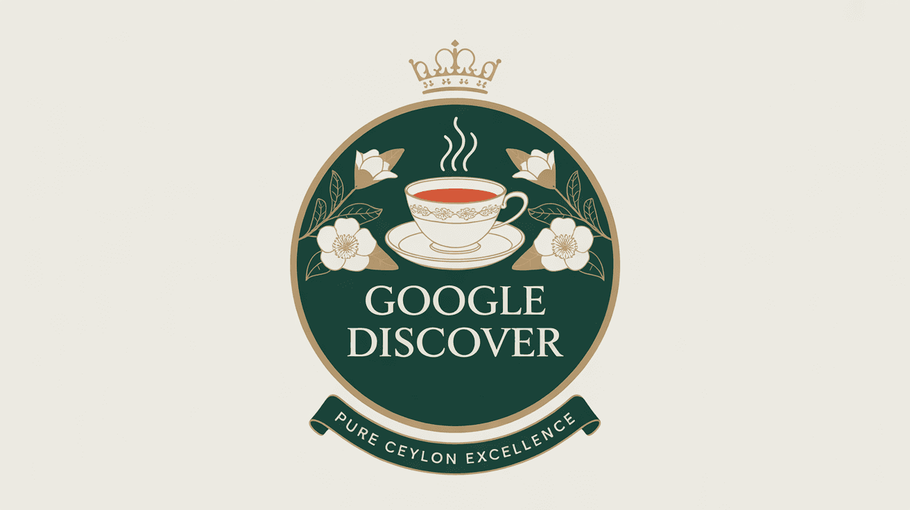 A classic vintage logo design for a premium tea brand named “GOOGLE DISCOVER”. 