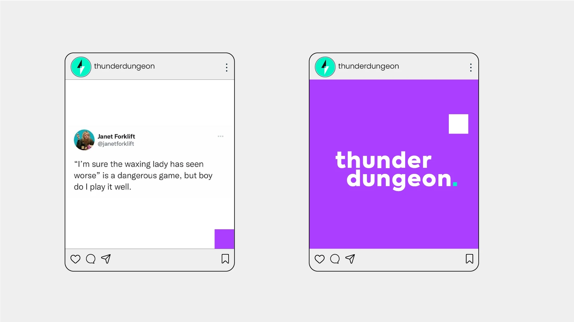 Social Media previews and layouts created for Thunder Dungeon