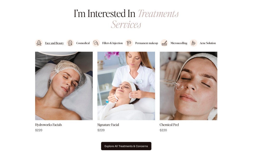 Beauty salone service section