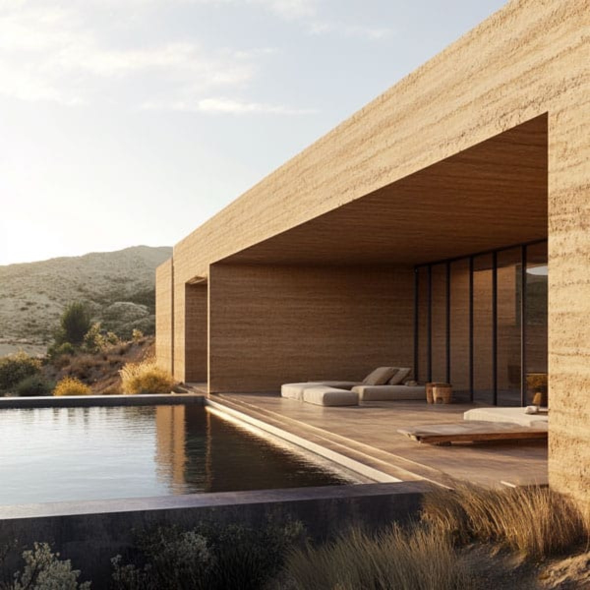 Rammed earth villa