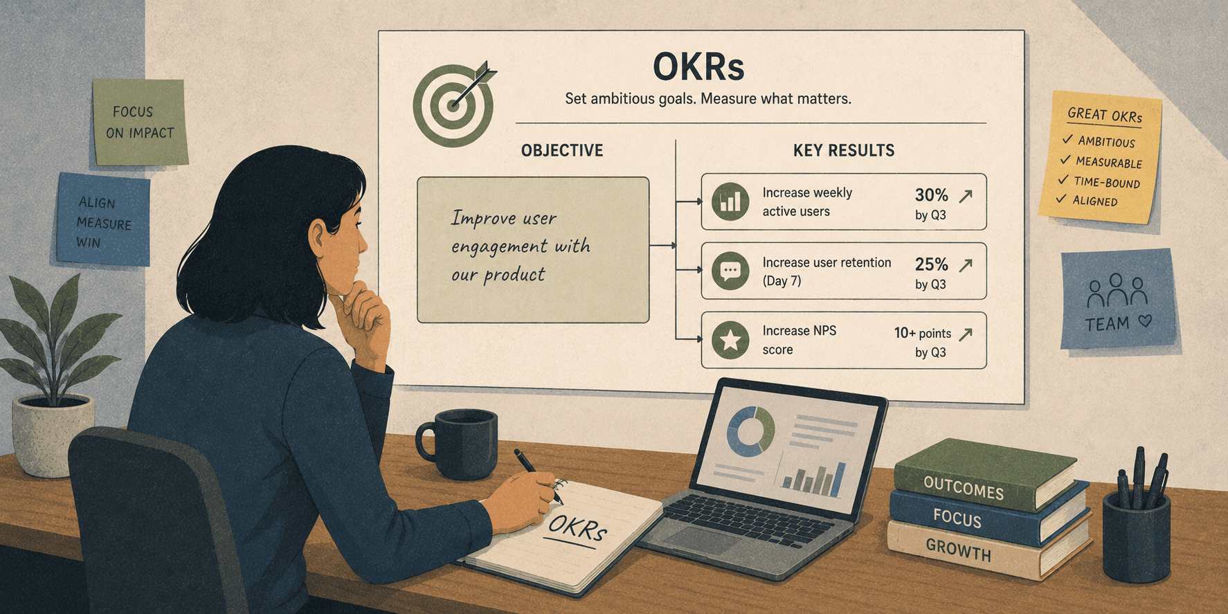 Product managers creating OKRs