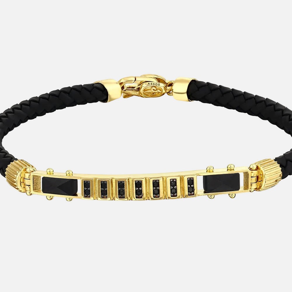 Assos Pırlanta 14 Ayar Altın Modern Tasarım Şık Erkek Bileklik