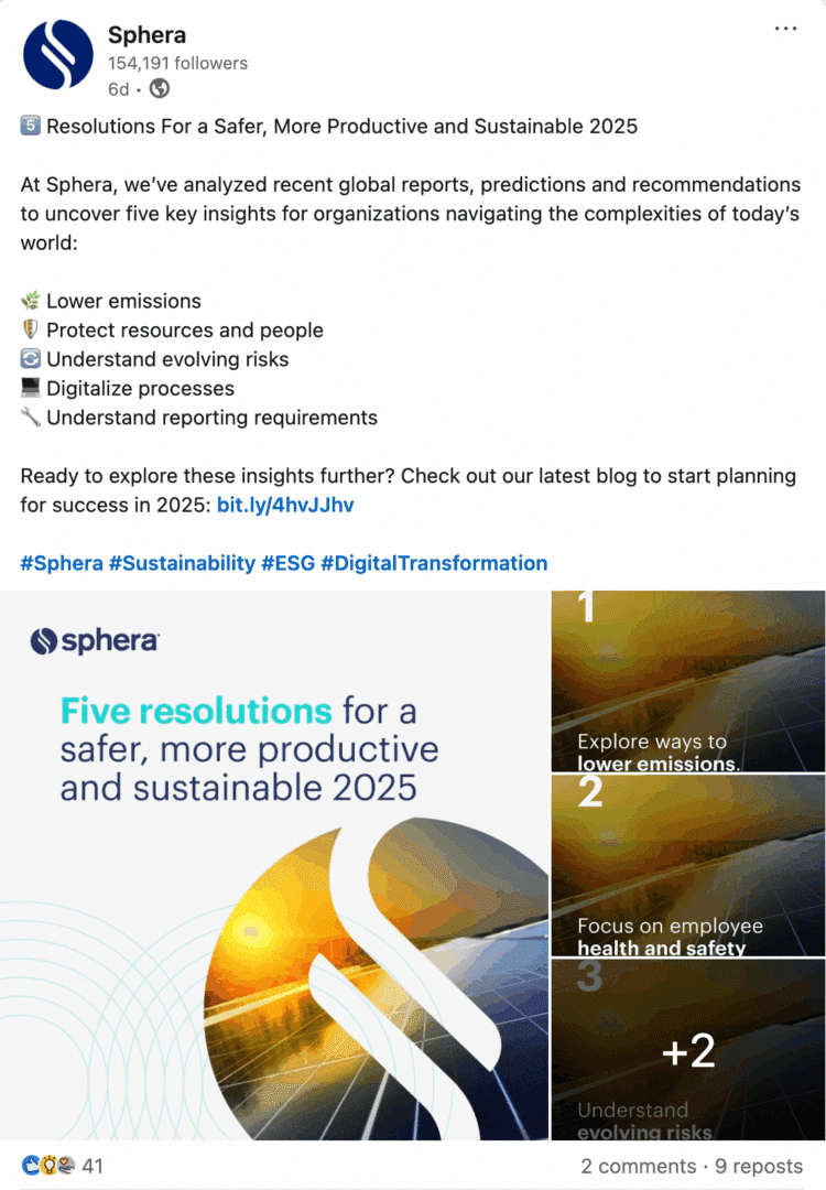 Marketing Spotlight: Sphera social media