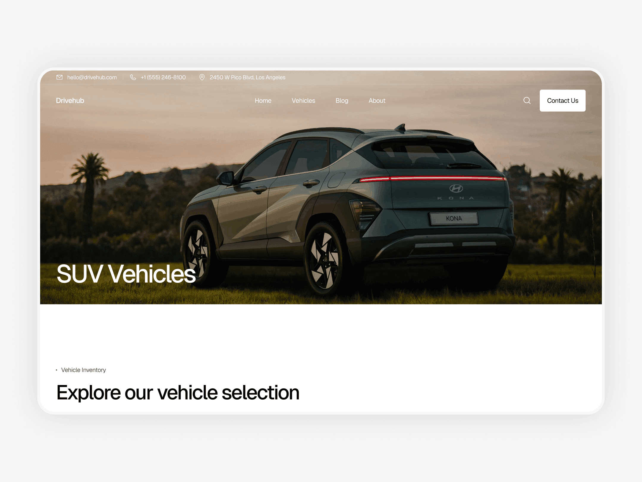 SUV vehicle category page on a car dealership website