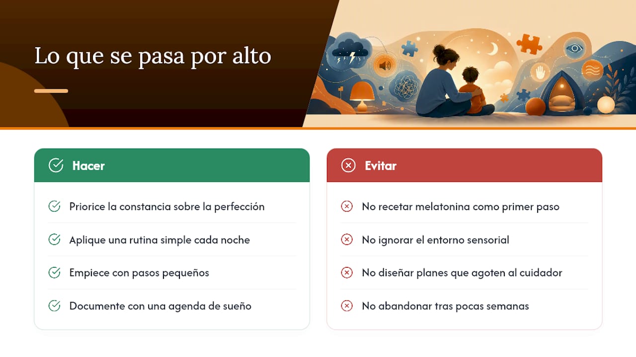 Lo que la mayoría de las guías sobre sueño y autismo pasan por alto — overview diagram