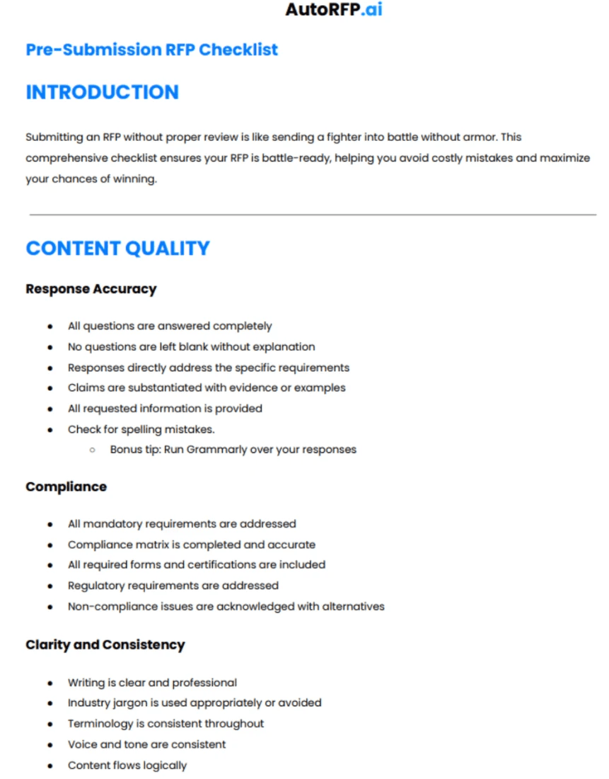 pre-submission checklist