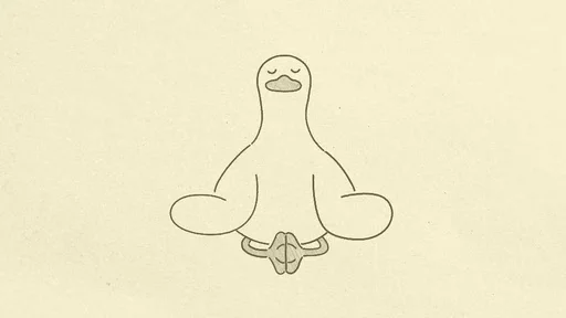Calm duck sitting and calmly breathing