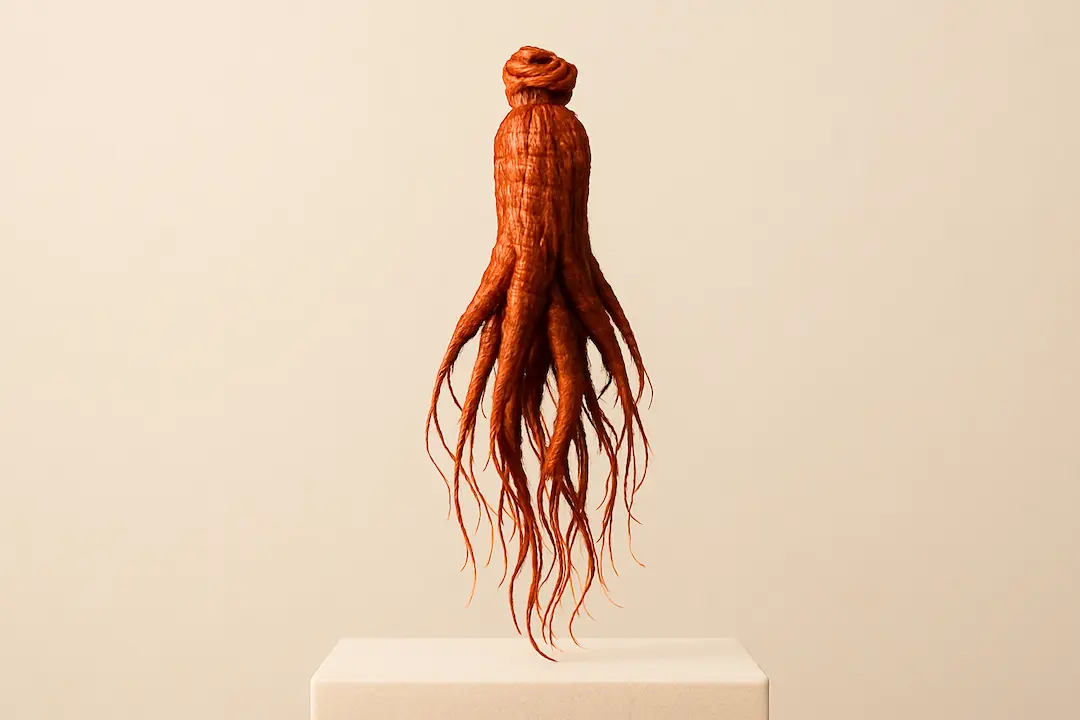 Roter Ginseng Wurzel haengend