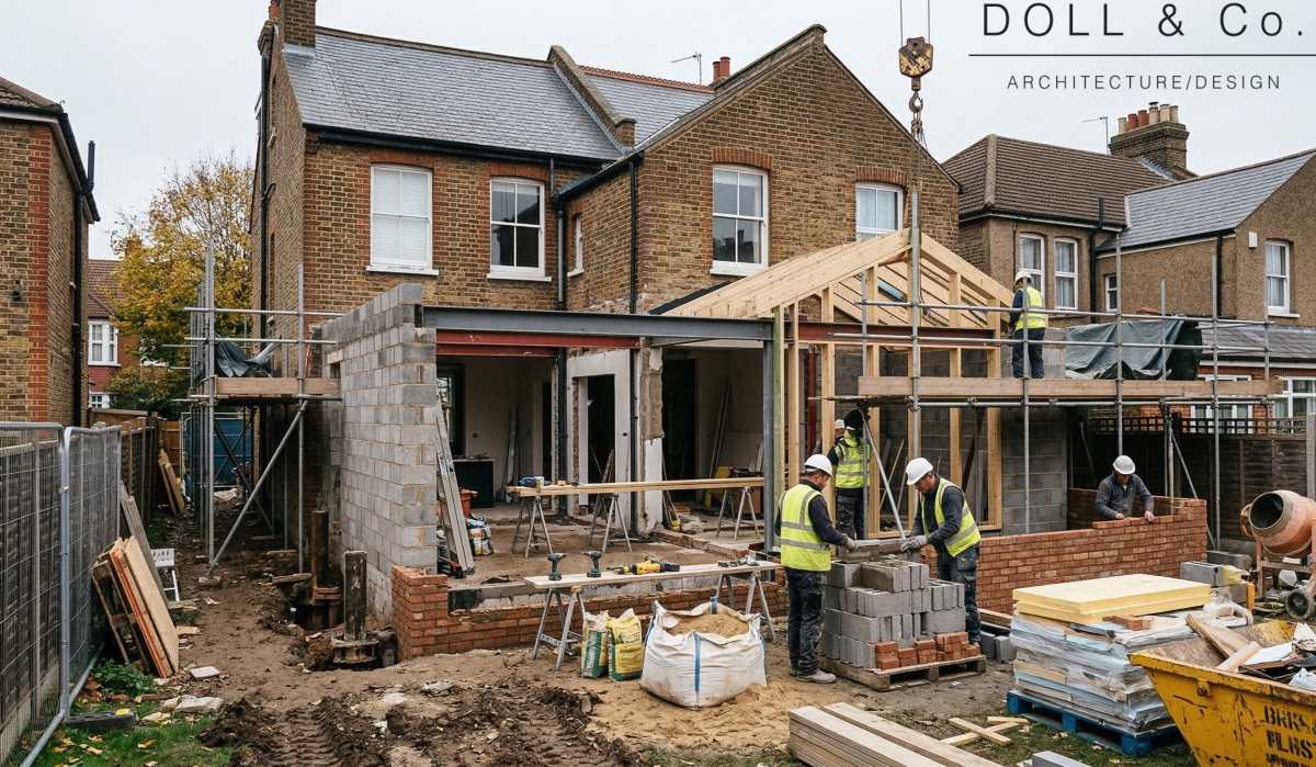 home under construction for modern extension