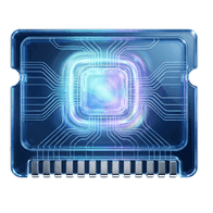 Glowing microchip processor with circuit board
