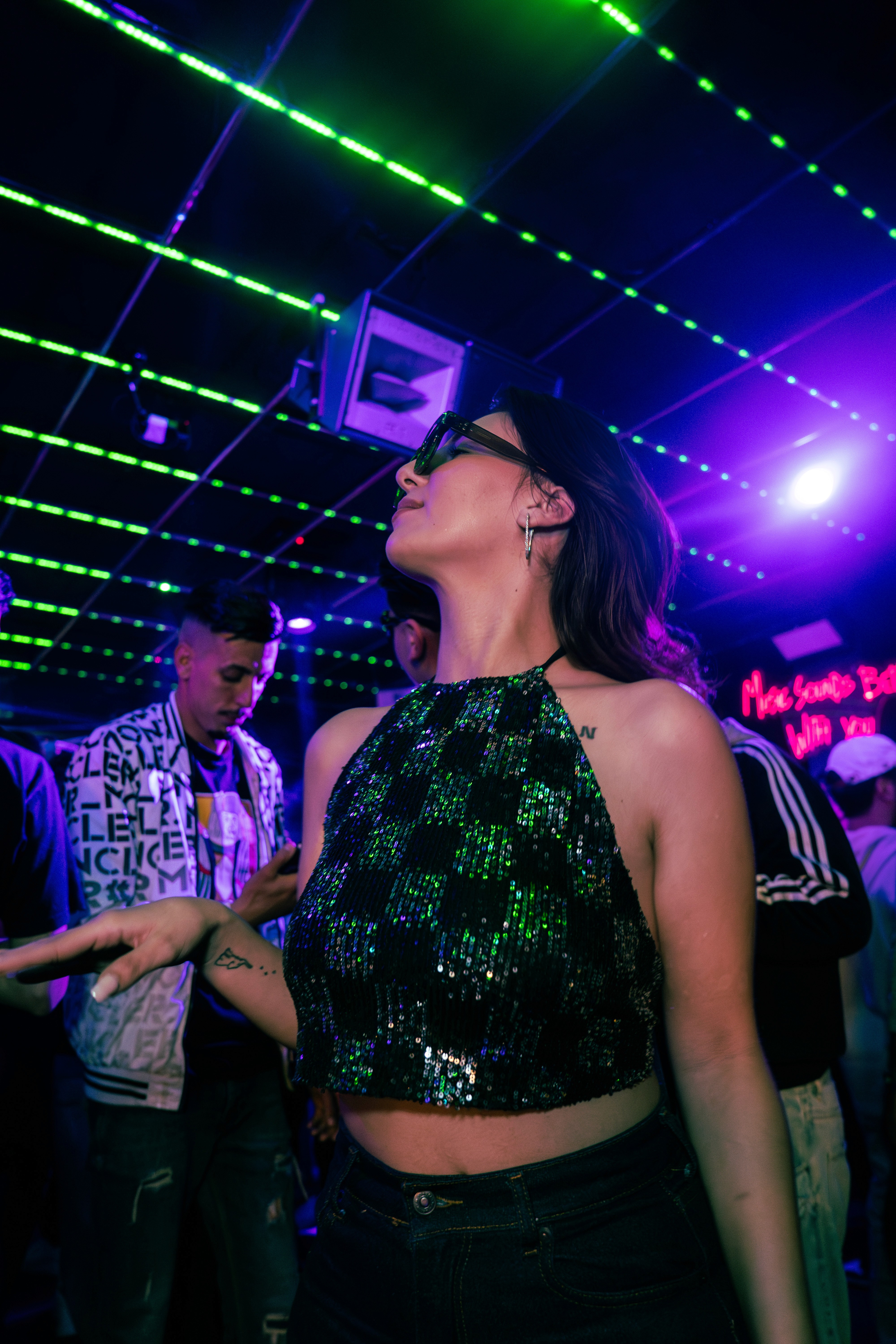 Backlight of a DJ in a DJ booth