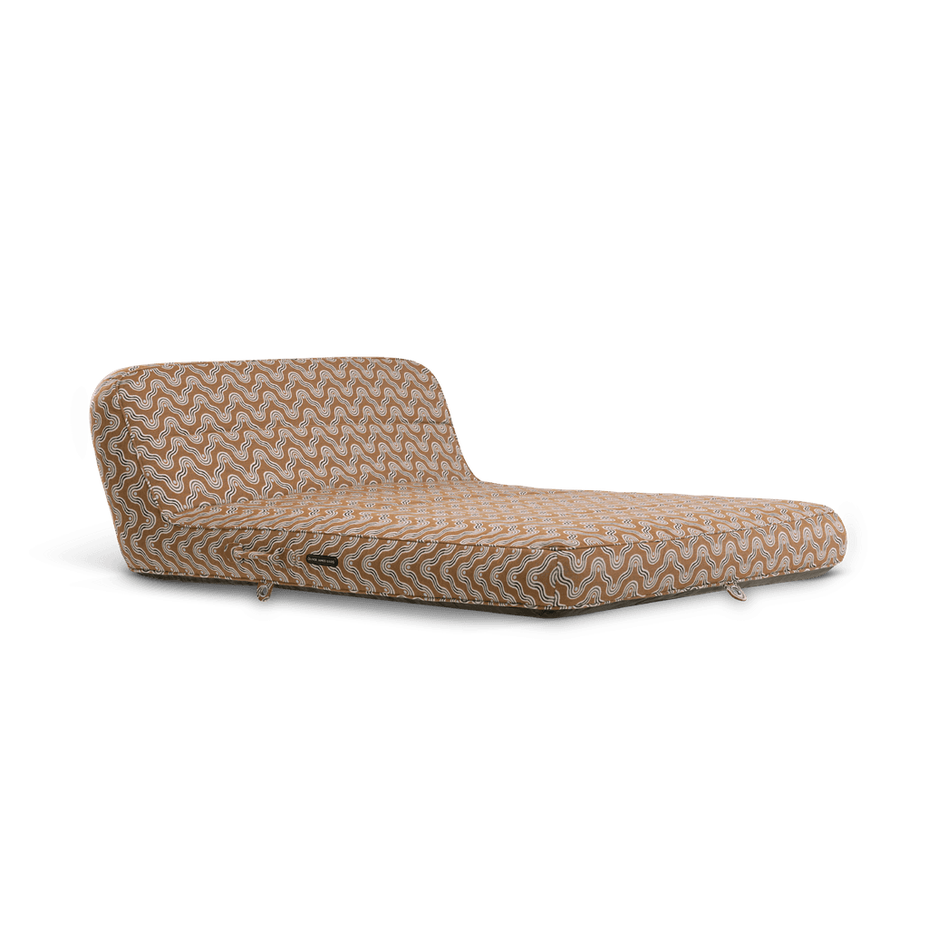 Luxury double pool float in two-tone brown block-print-inspired weave