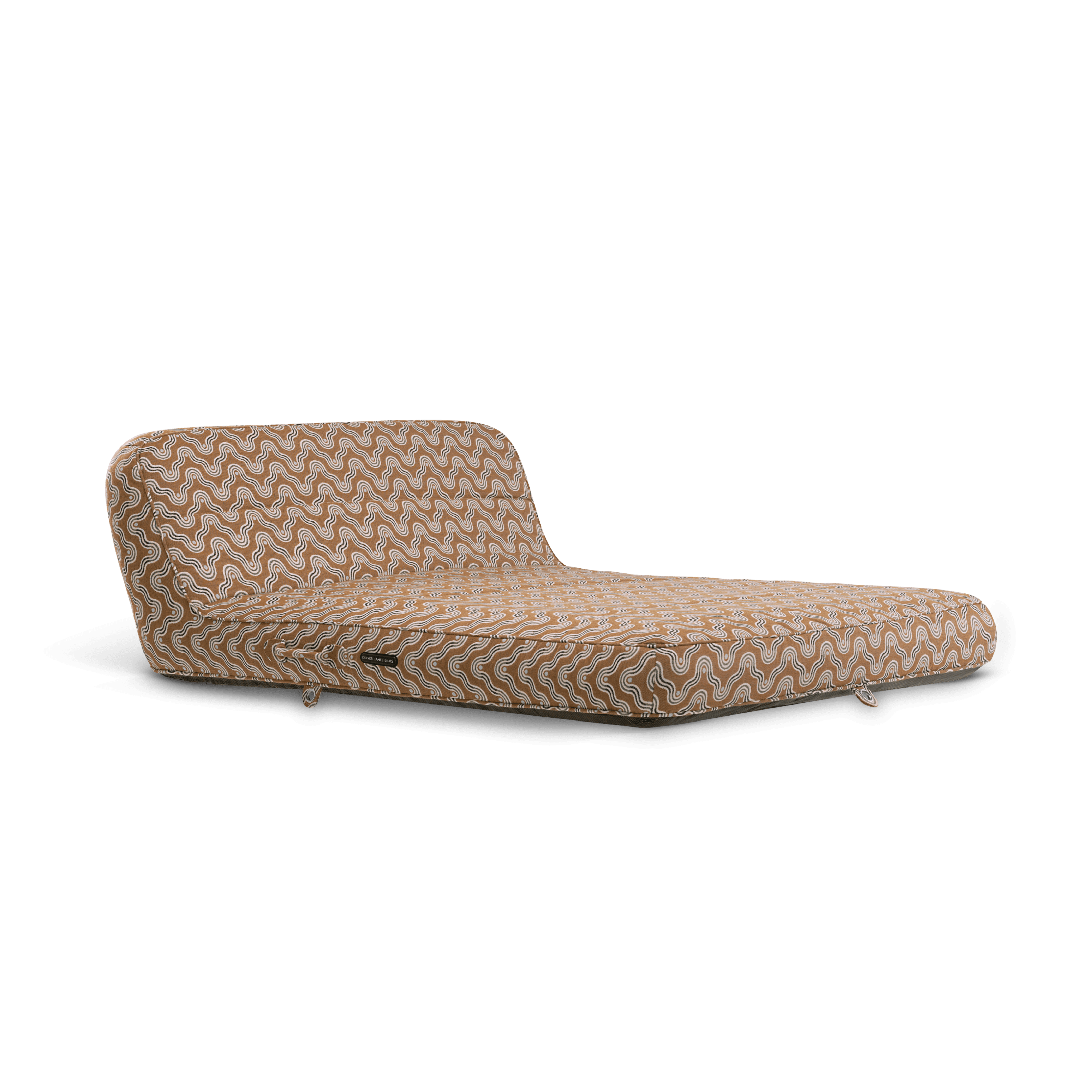 Luxury double pool float in two-tone brown block-print-inspired weave