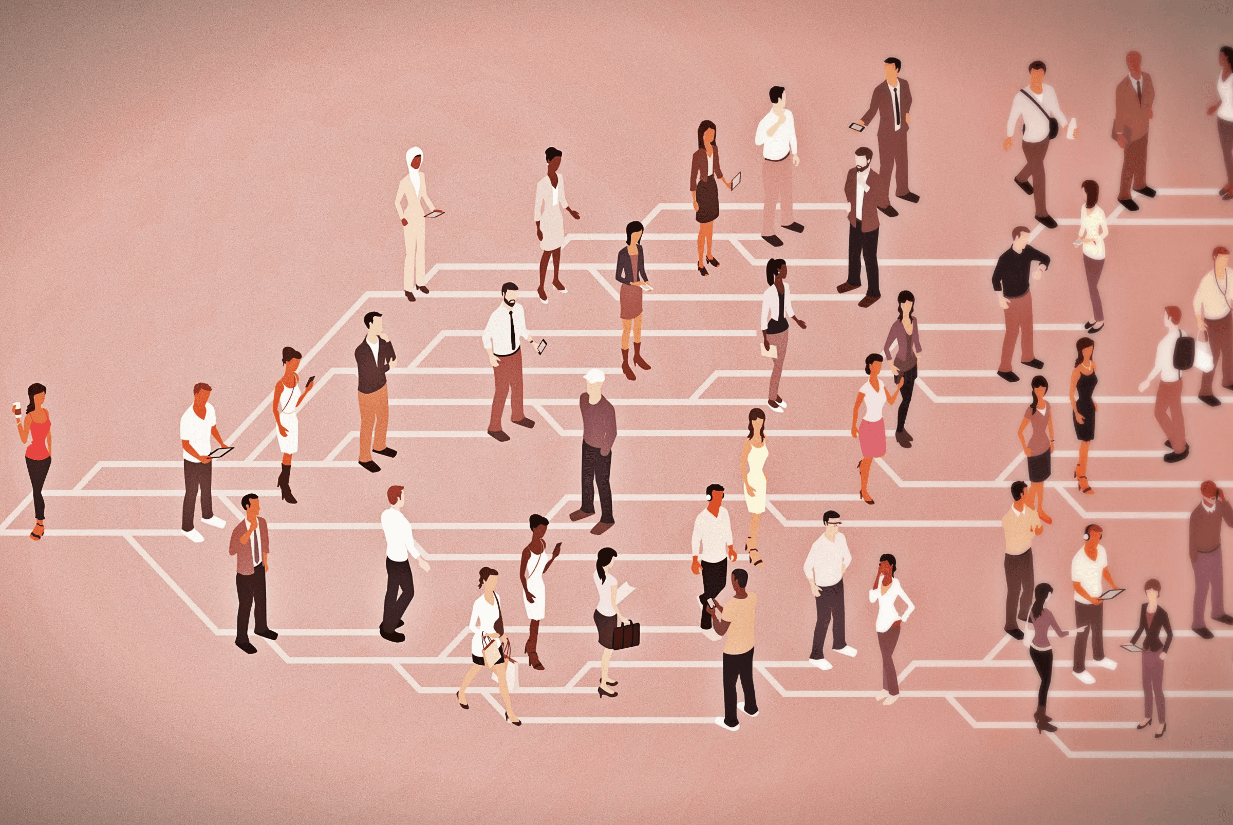 a woman standing in front of a newspaper stand