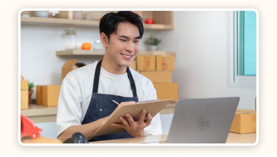 Entrepreneur working on laptop