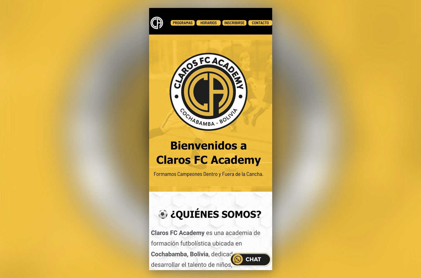 Tarjeta Digital Interactiva Academia de Soccer
