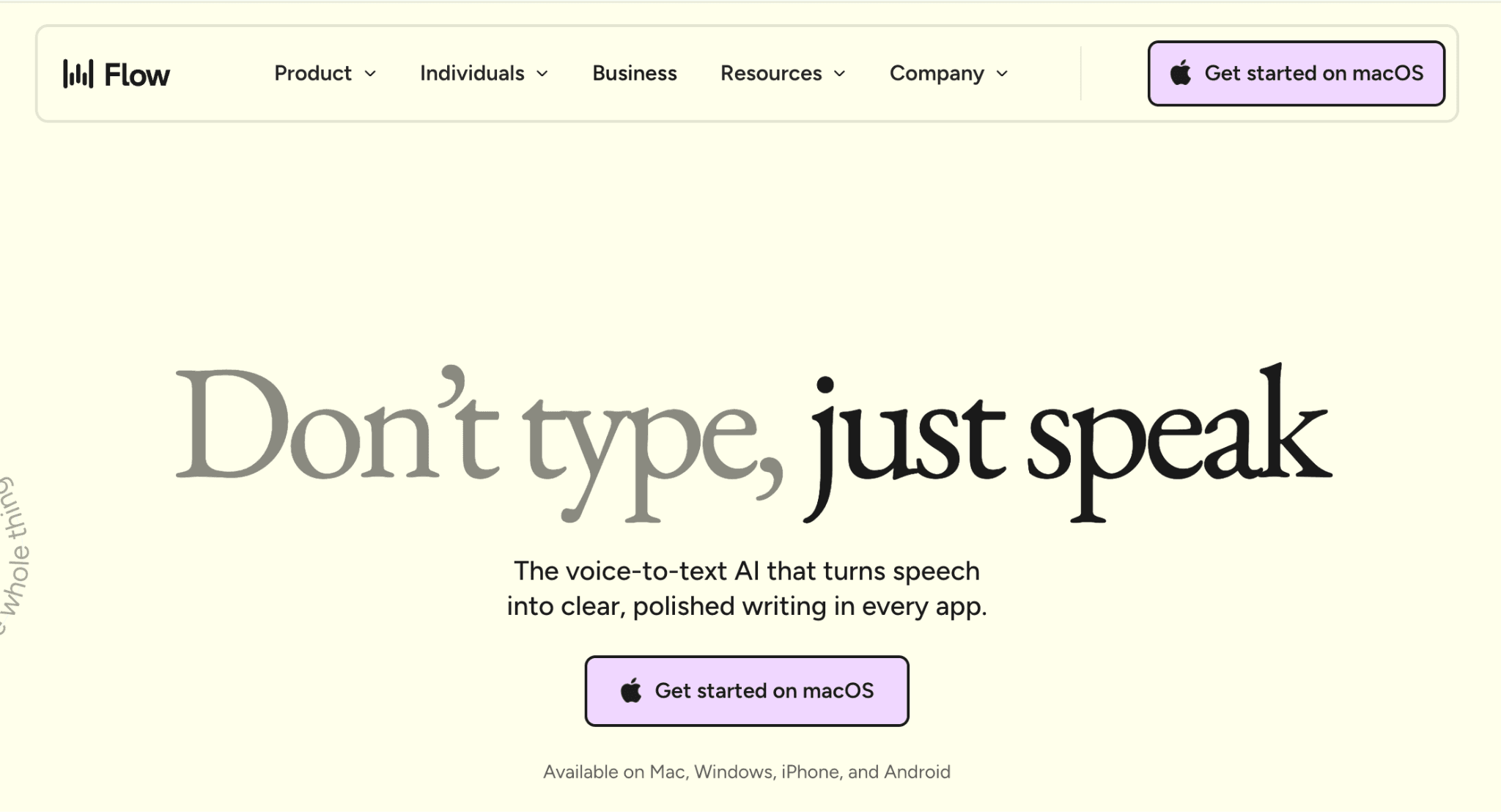 Wispr Flow AI voice dictation homepage
