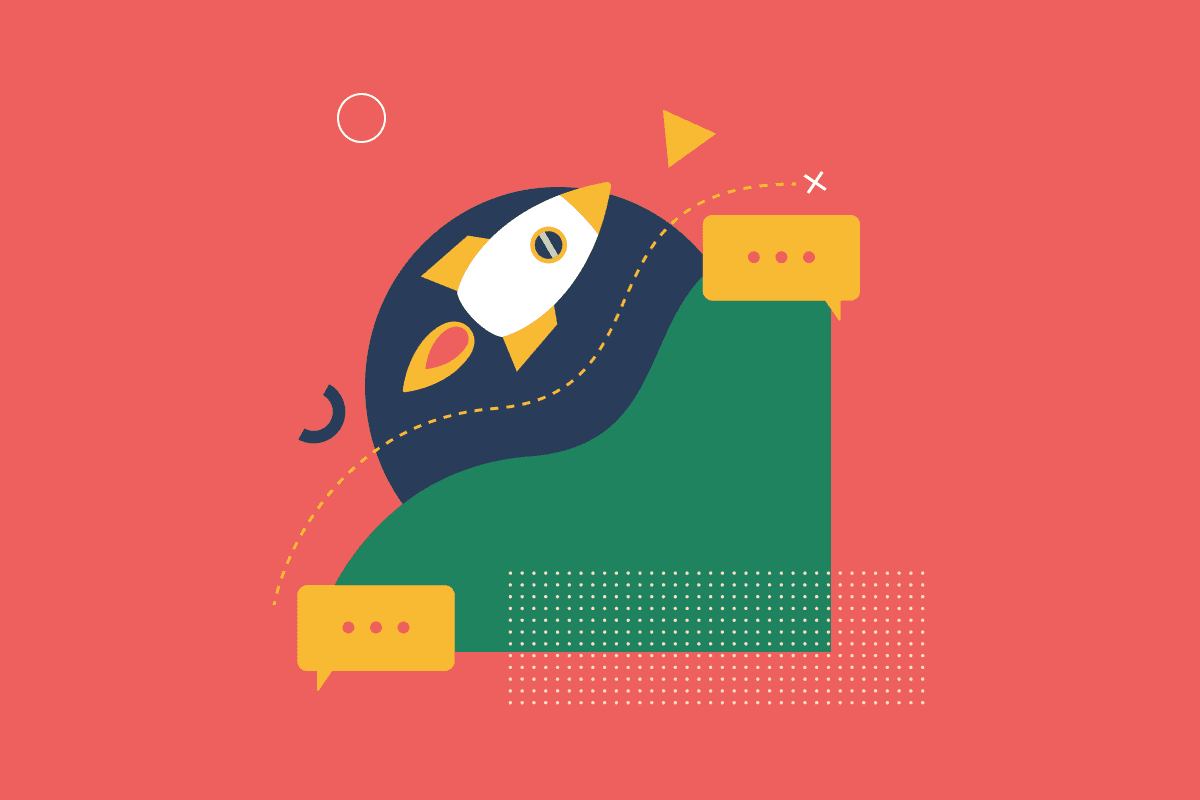 A visual represetation of a graph displaying successful metrics, with a rocketship illustration to represent this growth. 