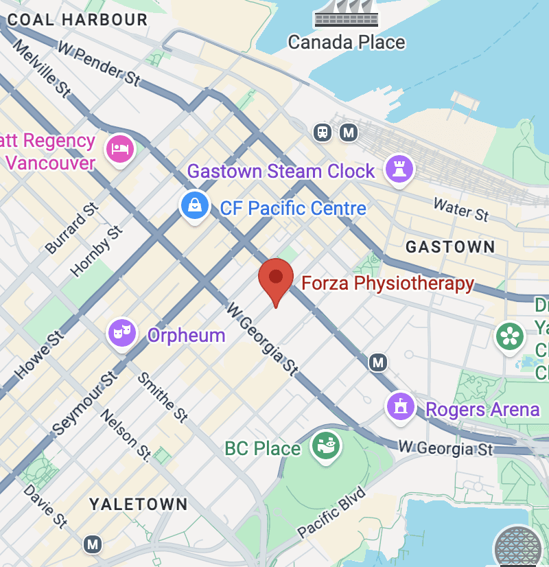 Forza Phyiotherapy clinic location pinned on Google Maps