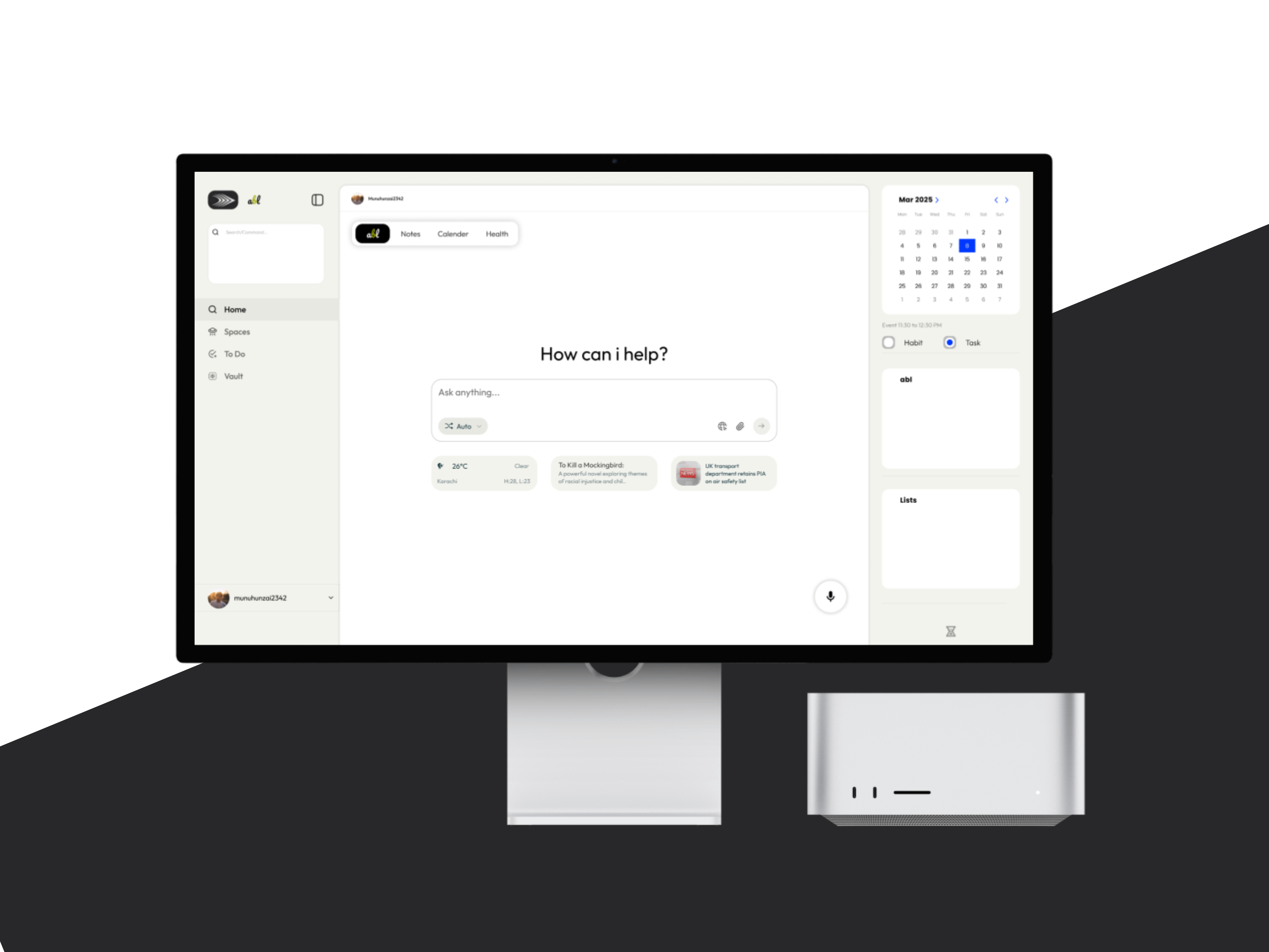 (AI-powered productivity platform) UX UI Design Mockup