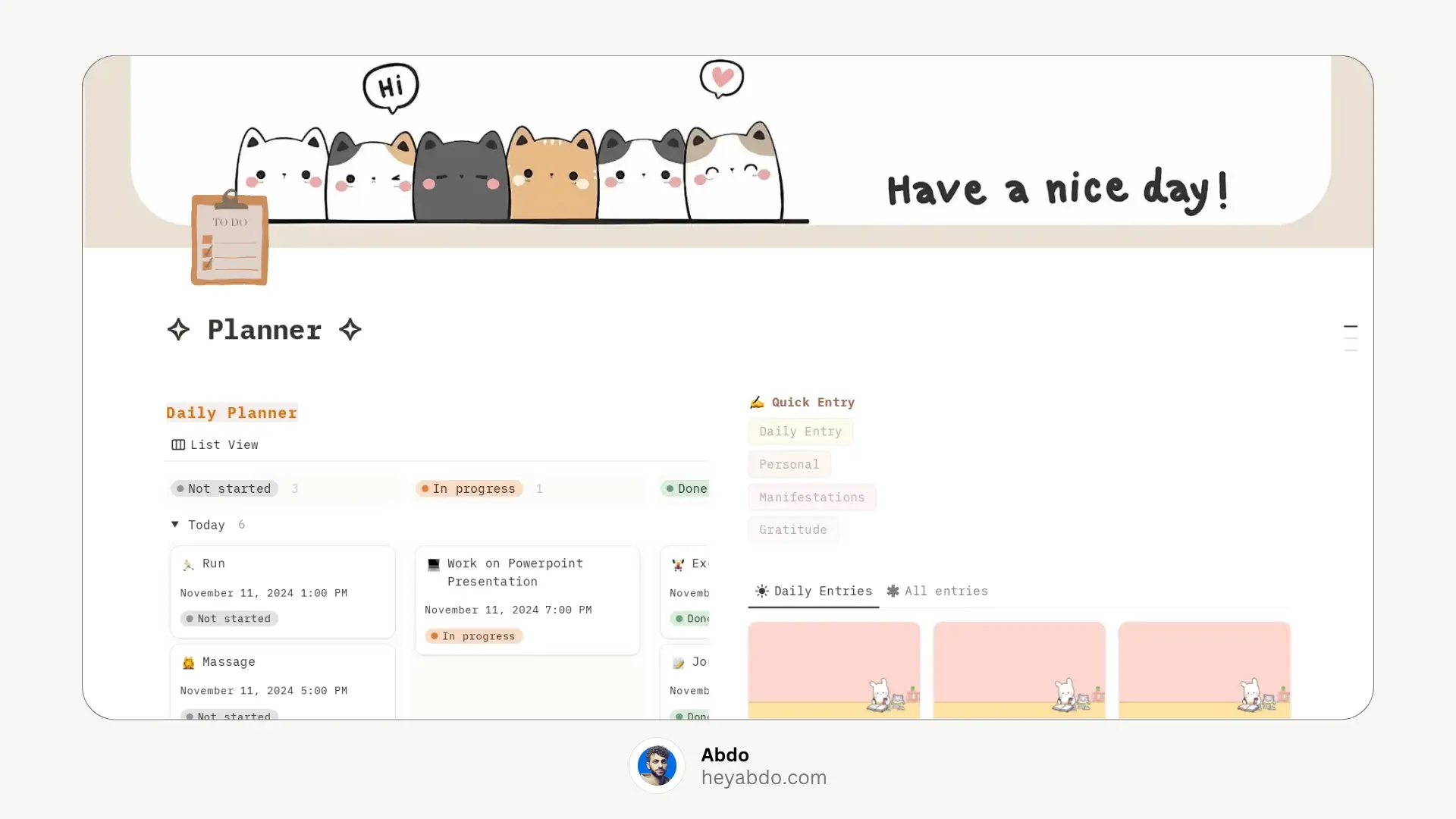 Notion Weekly Planner