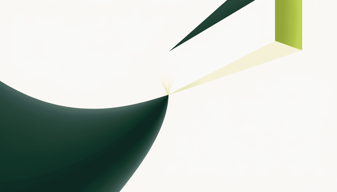 Editorial illustration of two abstract shapes converging with a spark at the centre