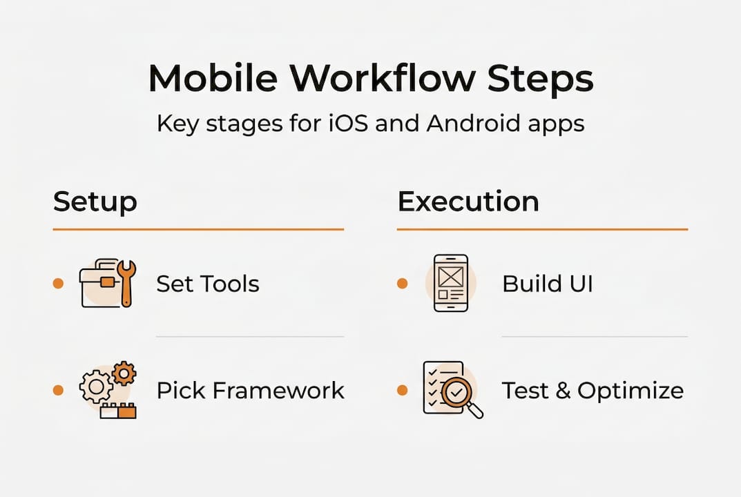 Infographic on mobile workflow stages and steps