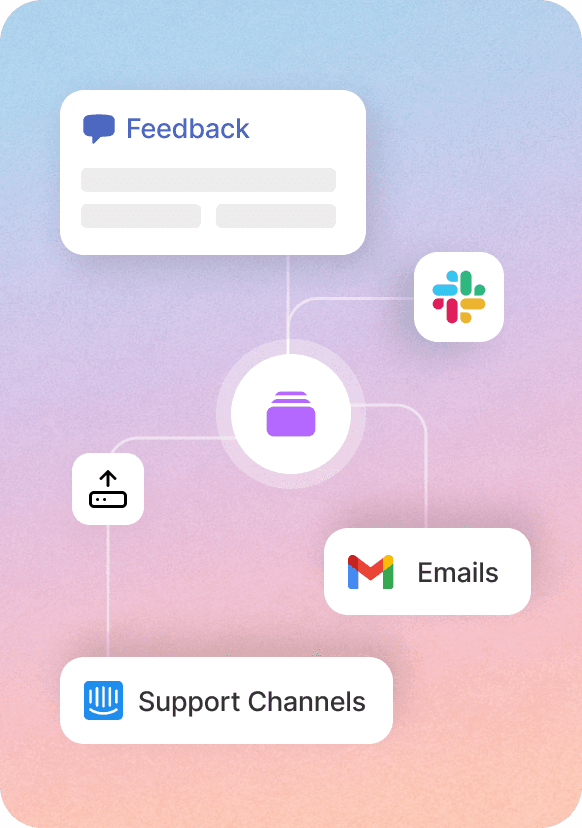 collect feedback from various sources like slack, intercom, emails, support chats etc.