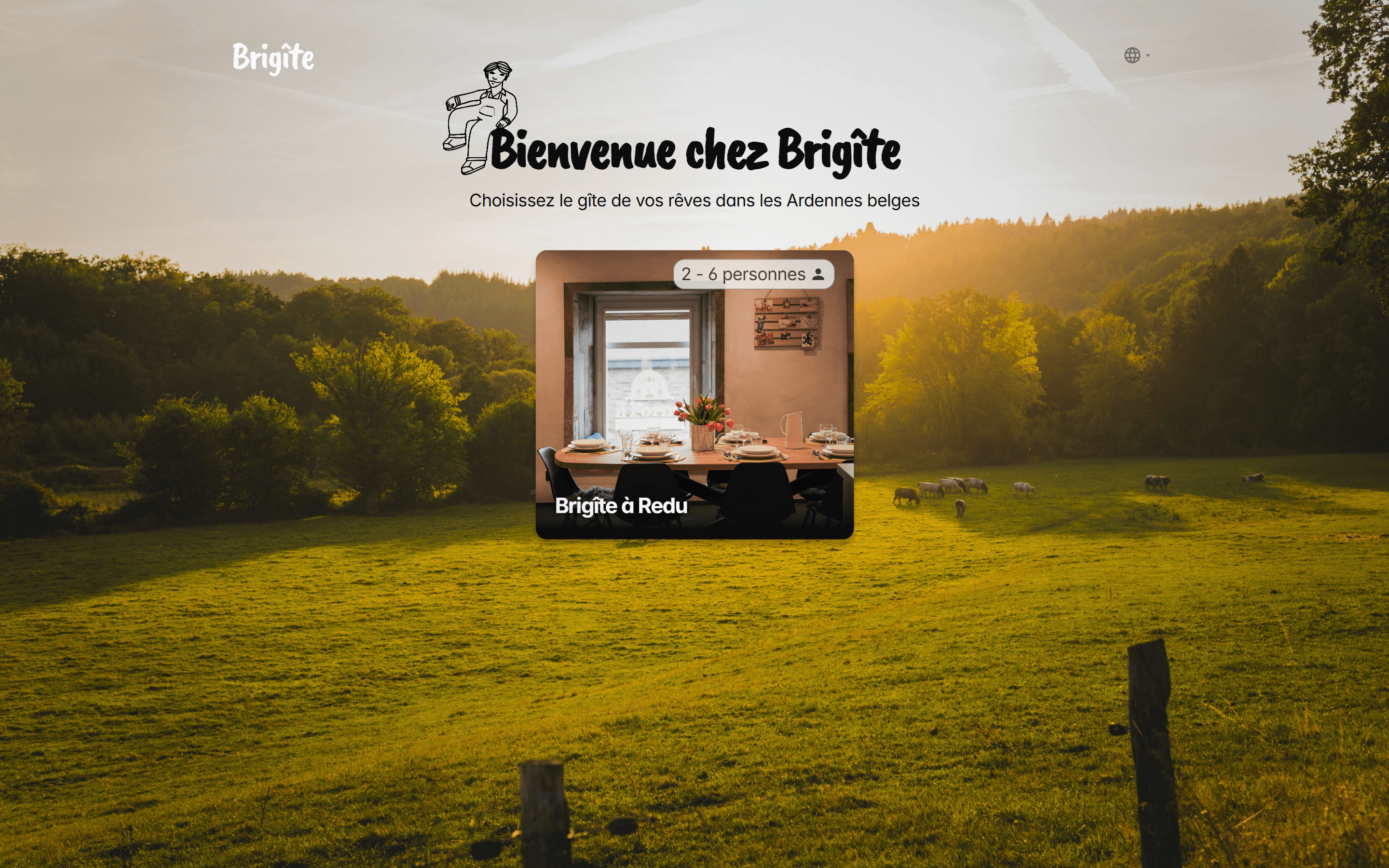 Menu principal du site pour choisir son logement, liste des logements géré par CMS Framer