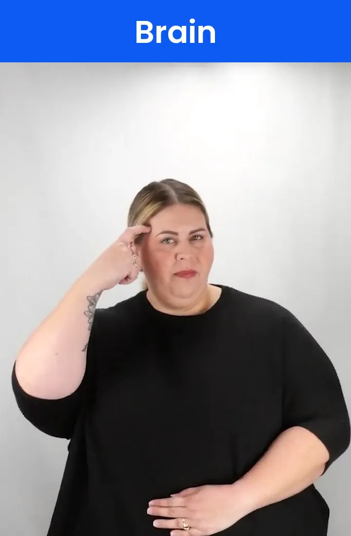 A Deaf signer signs BRAIN in ASL