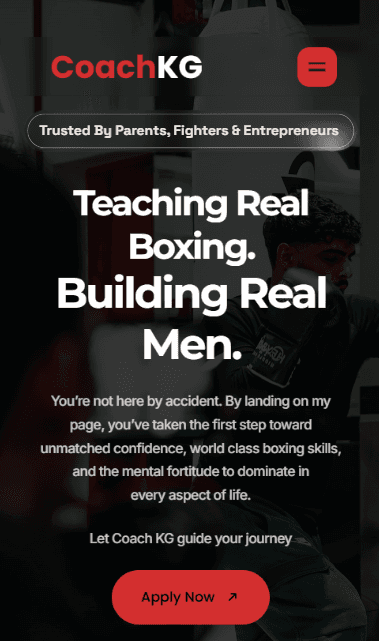 Personal Boxing Coach Web Design Project