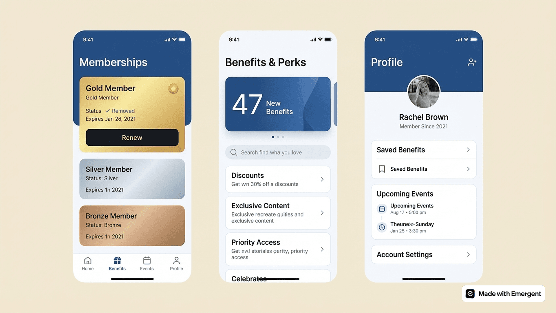 Membership App Made with Emergent