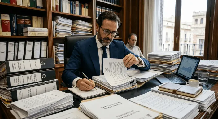 Abogados penalistas especializados en delitos económicos preparando la defensa de un administrador de empresa.