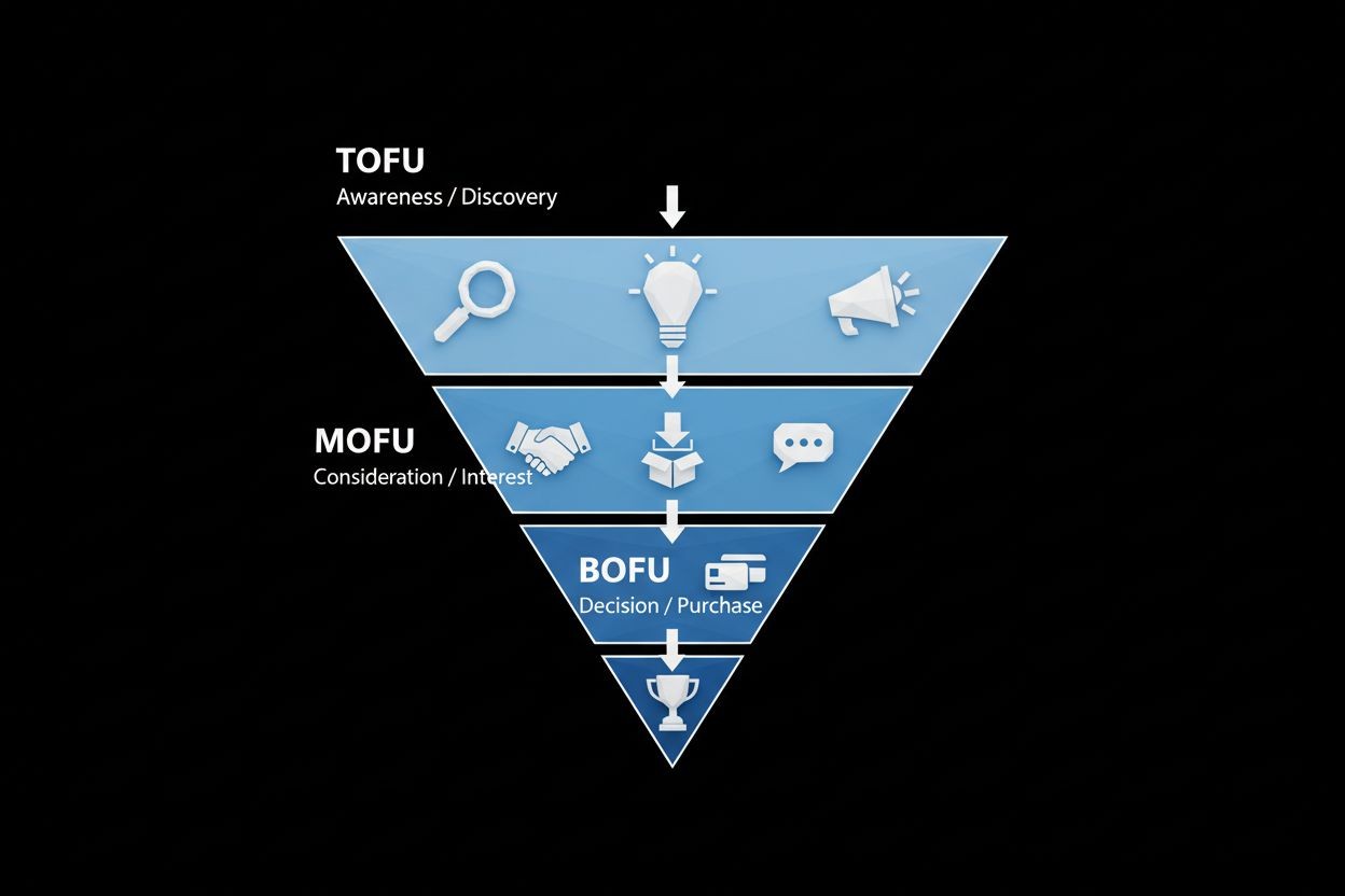 Marketing funnel with TOFU, MOFU, BOFU