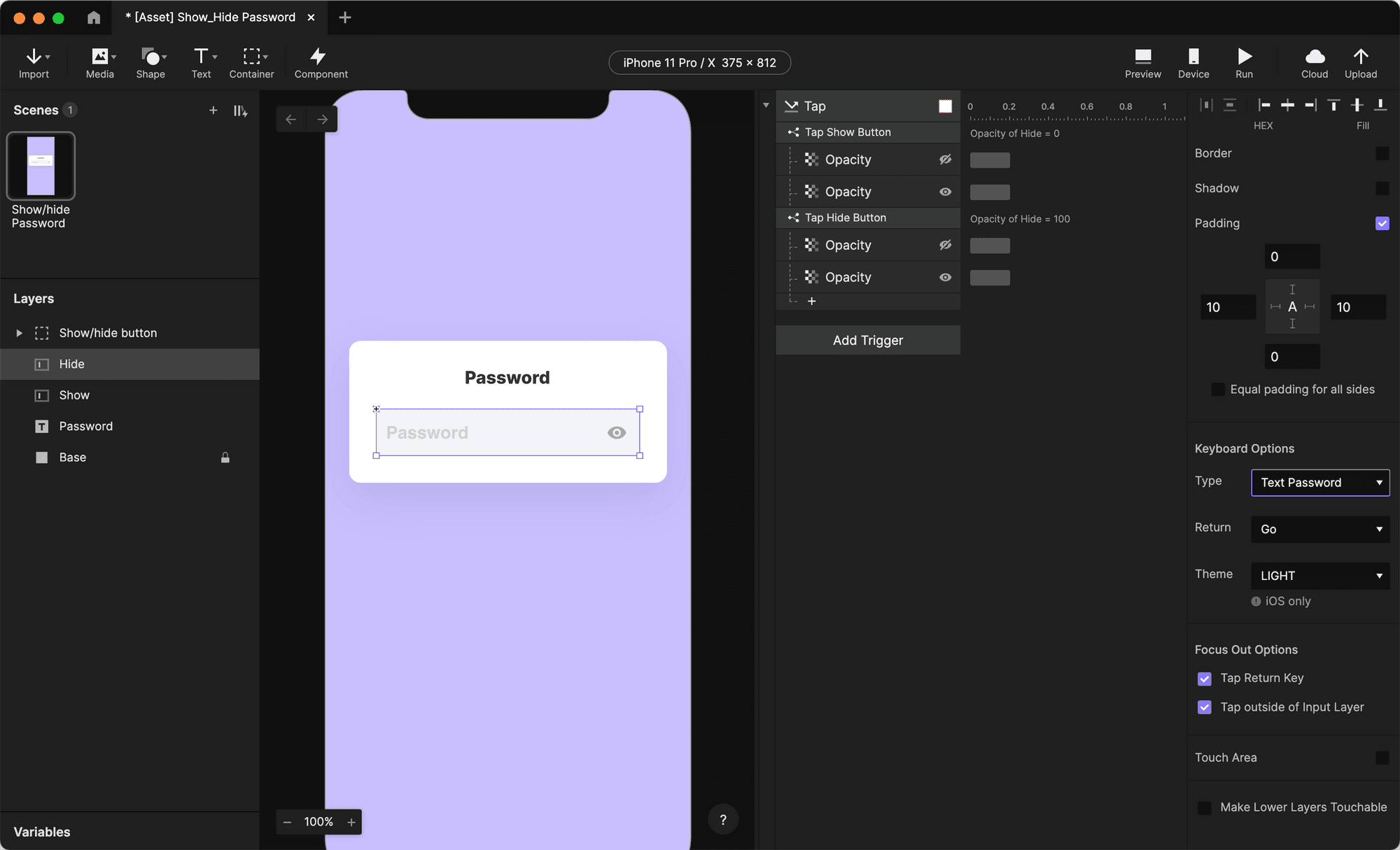 Change the Type to Text Password.