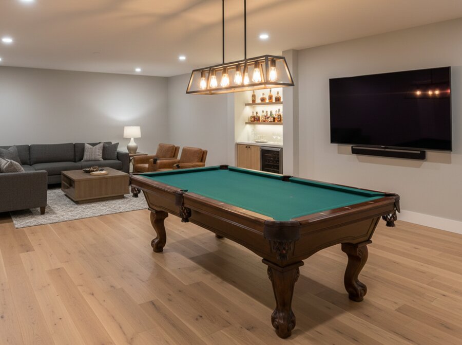 Airbnb gaming room with a pool table