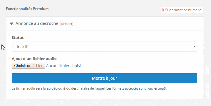 Animation ajout fichier audio Whisper