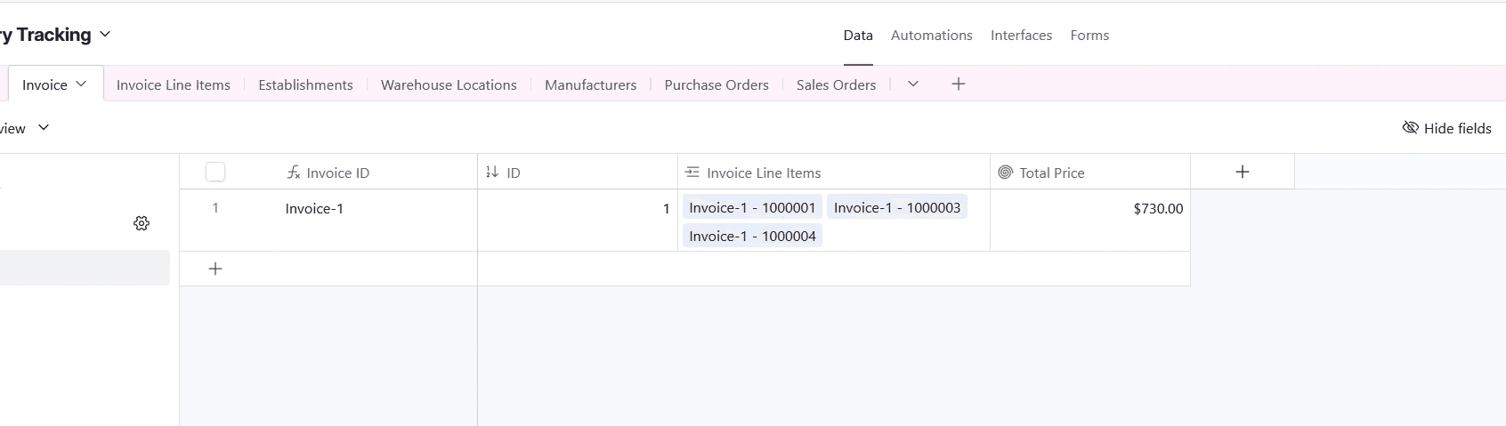 Invoice base in Airtable
