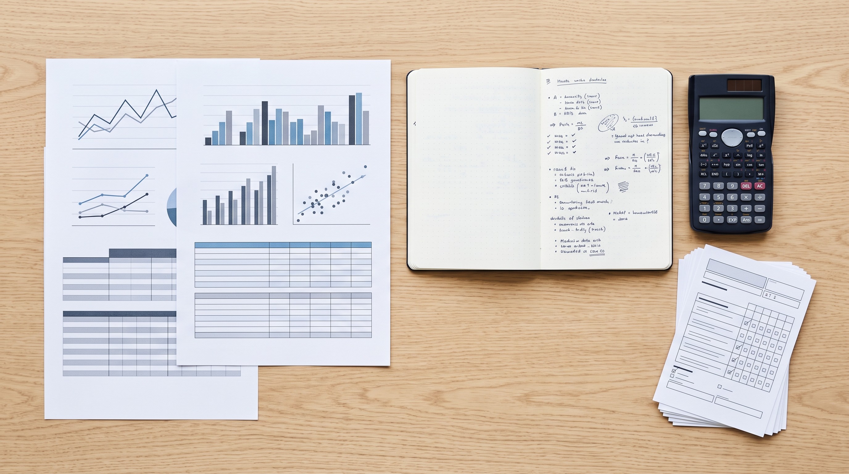 Printed charts beside methods notes