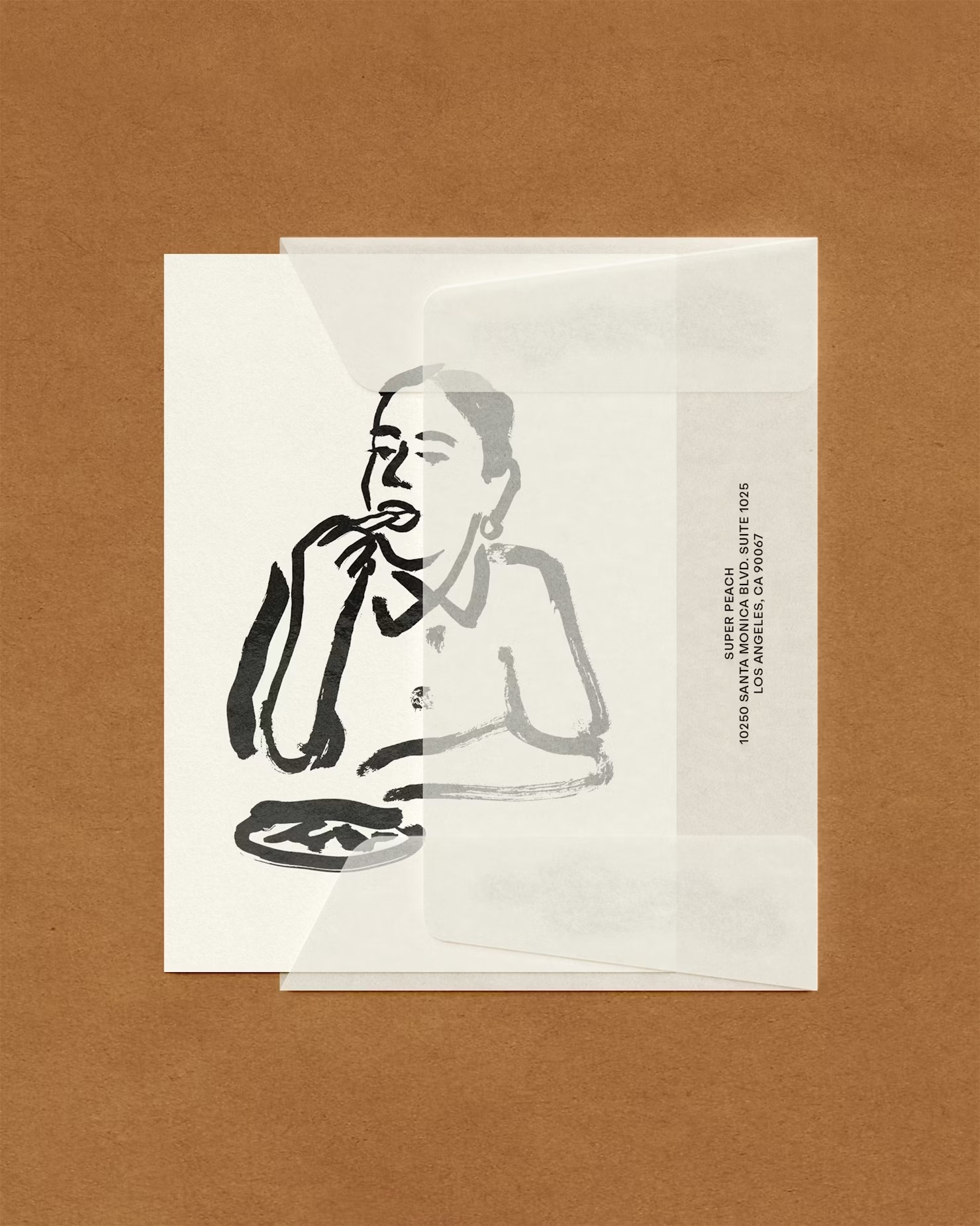 Hand-drawn illustration of a woman eating