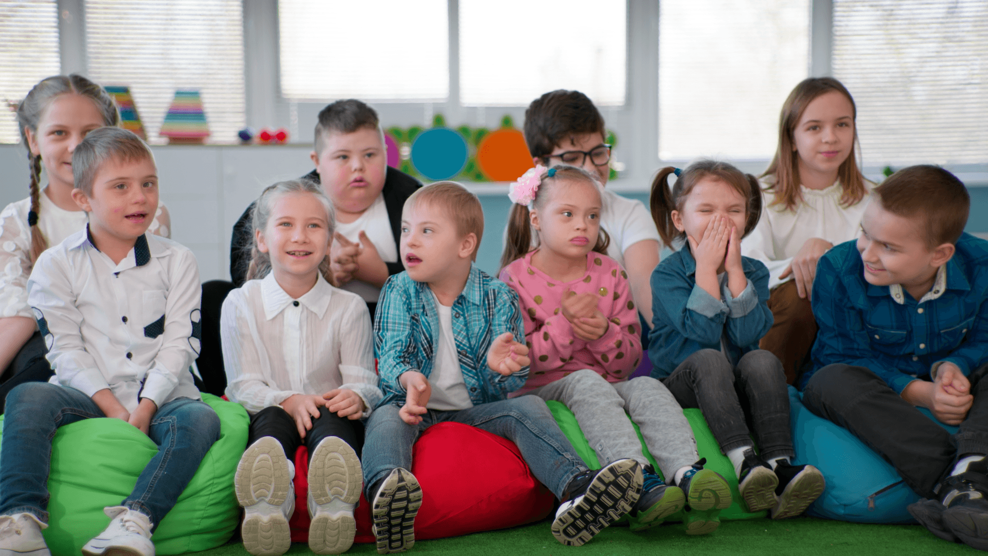 Kids with disabilities in their classroom.