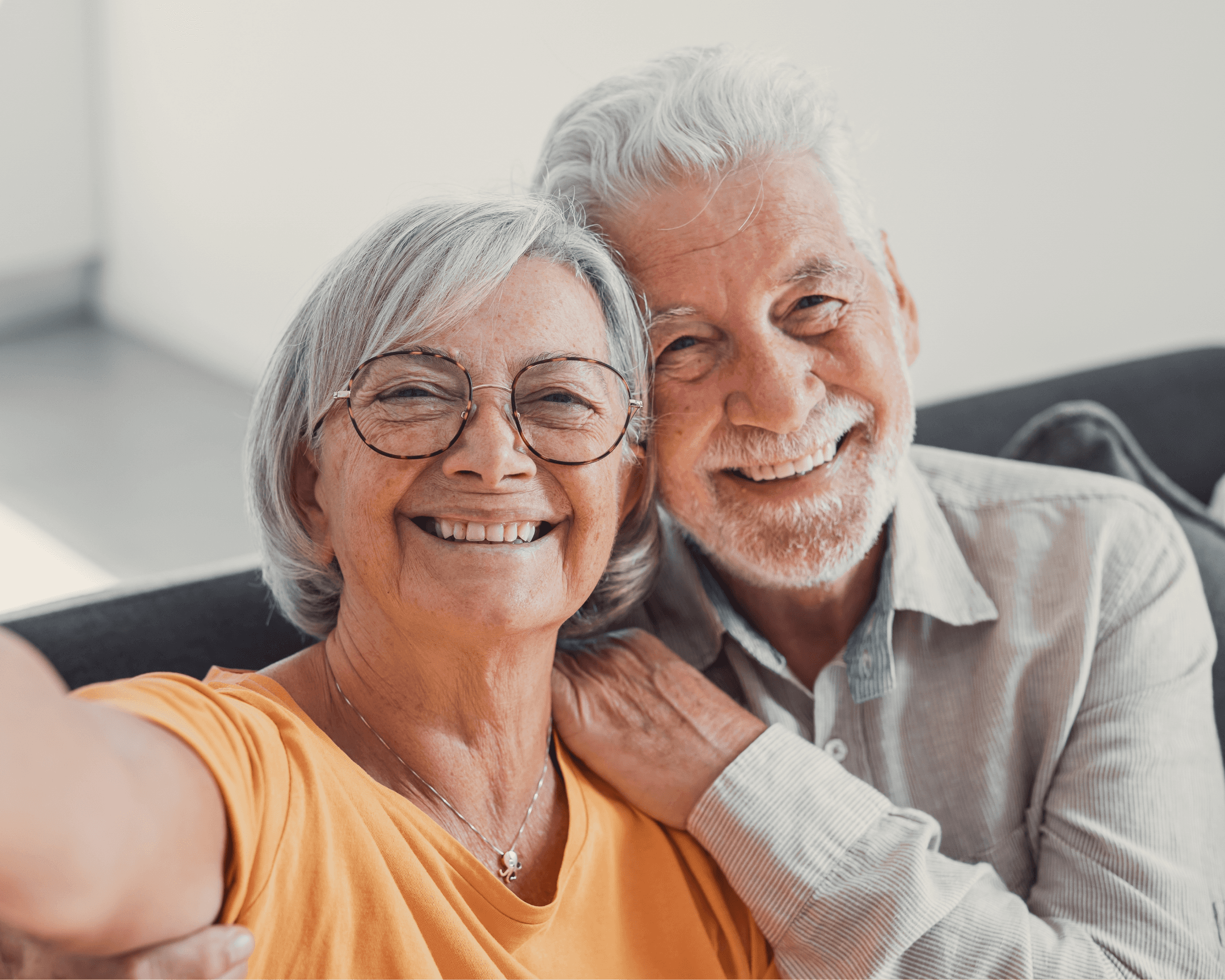 image of happy elder man and woman after having the health and incidence insurance