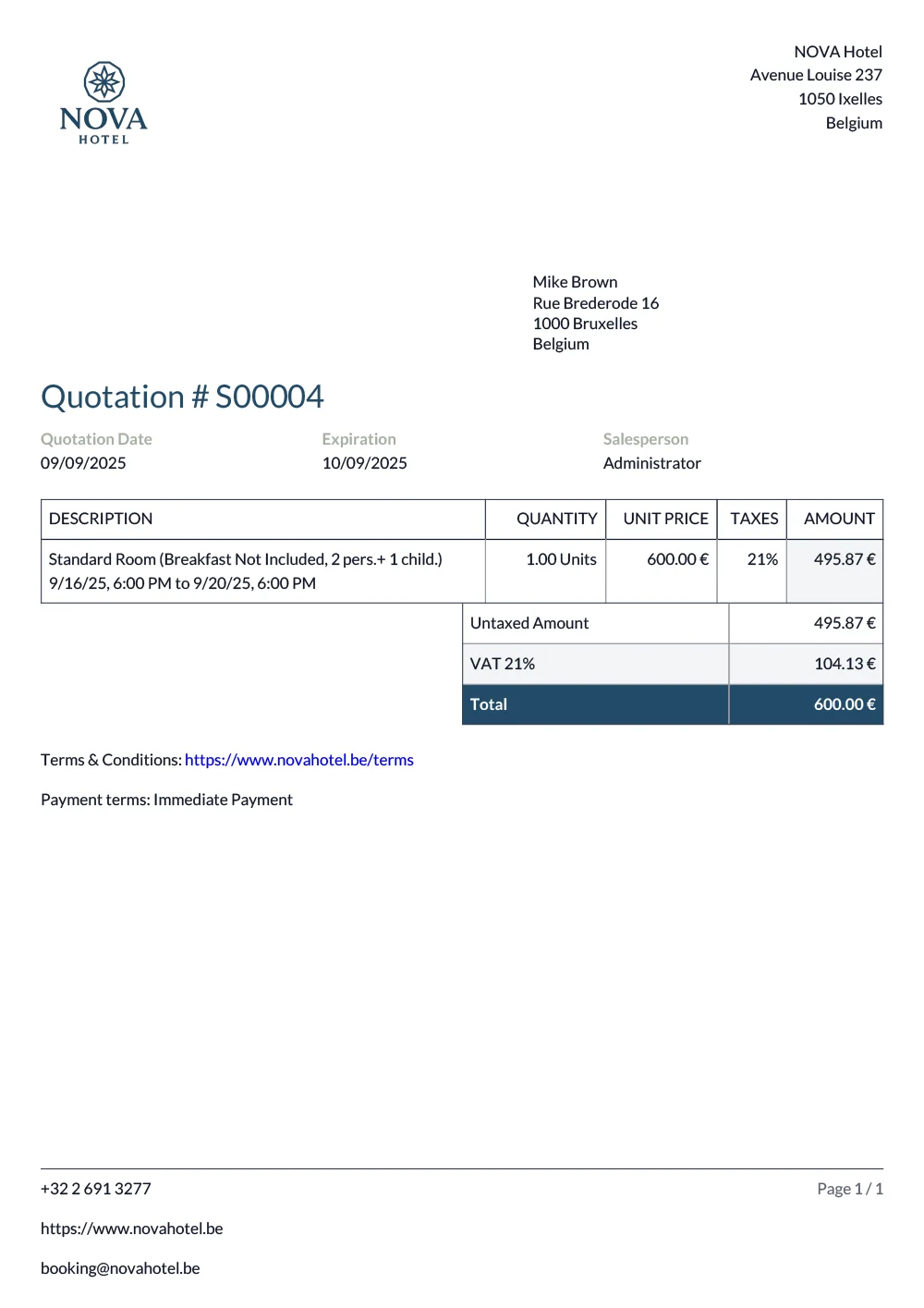 Odoo Hotel Invoicing