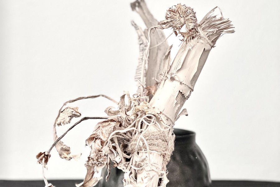 Soft-colored dried flower bouquet with organic form