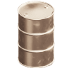 a metallic icon of an oil barrel