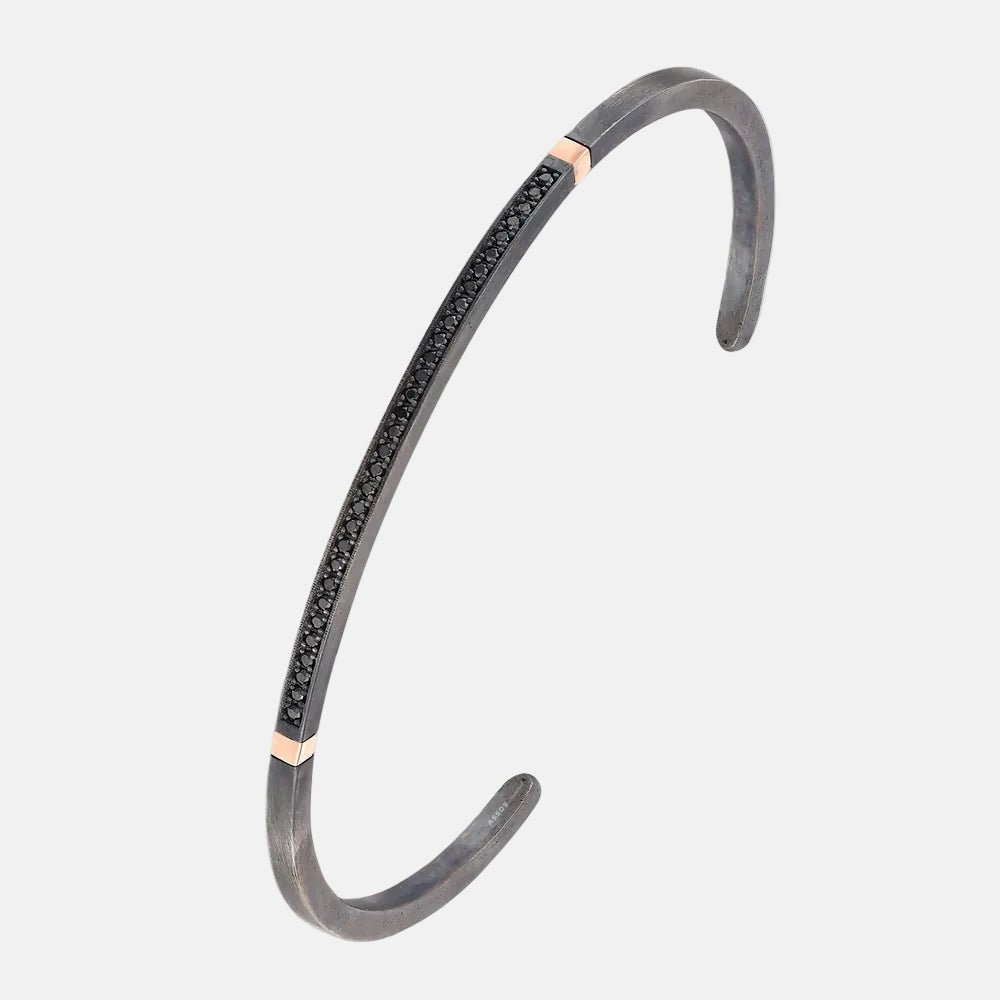 0.19 Karat Pırlantalı 14 Ayar Altın ve Gümüş Erkek Bileklik