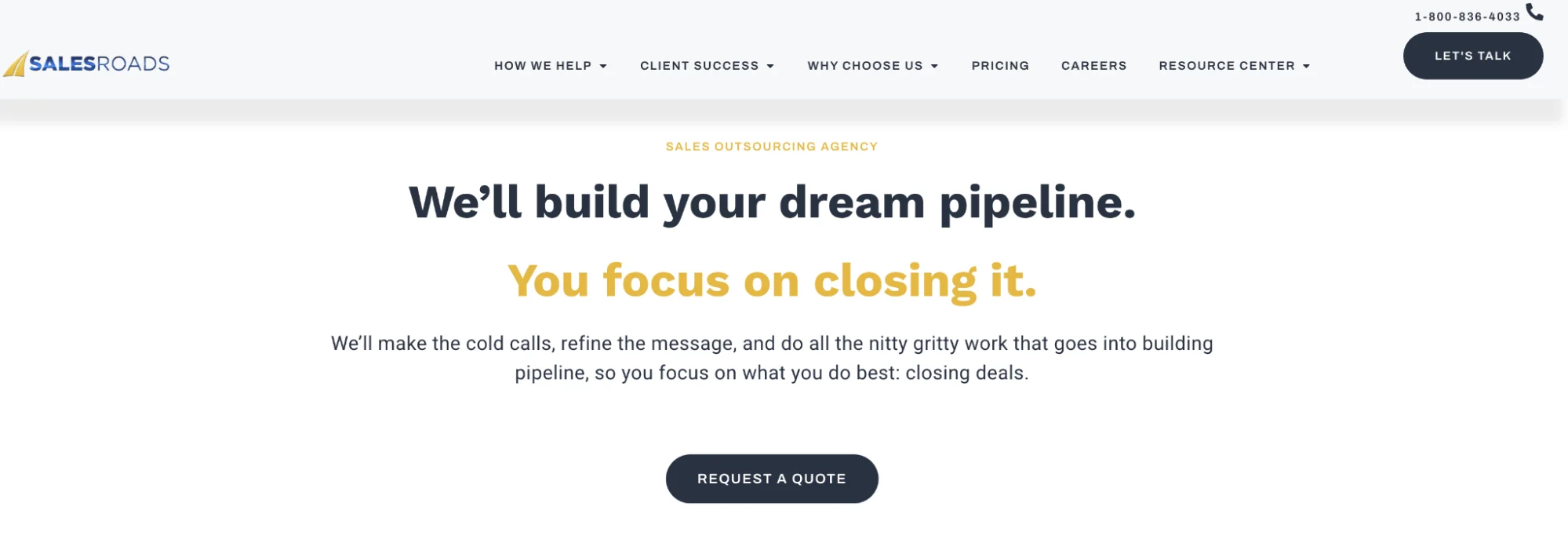 SalesRoads homepage: US-based SDR teams and B2B appointment setting