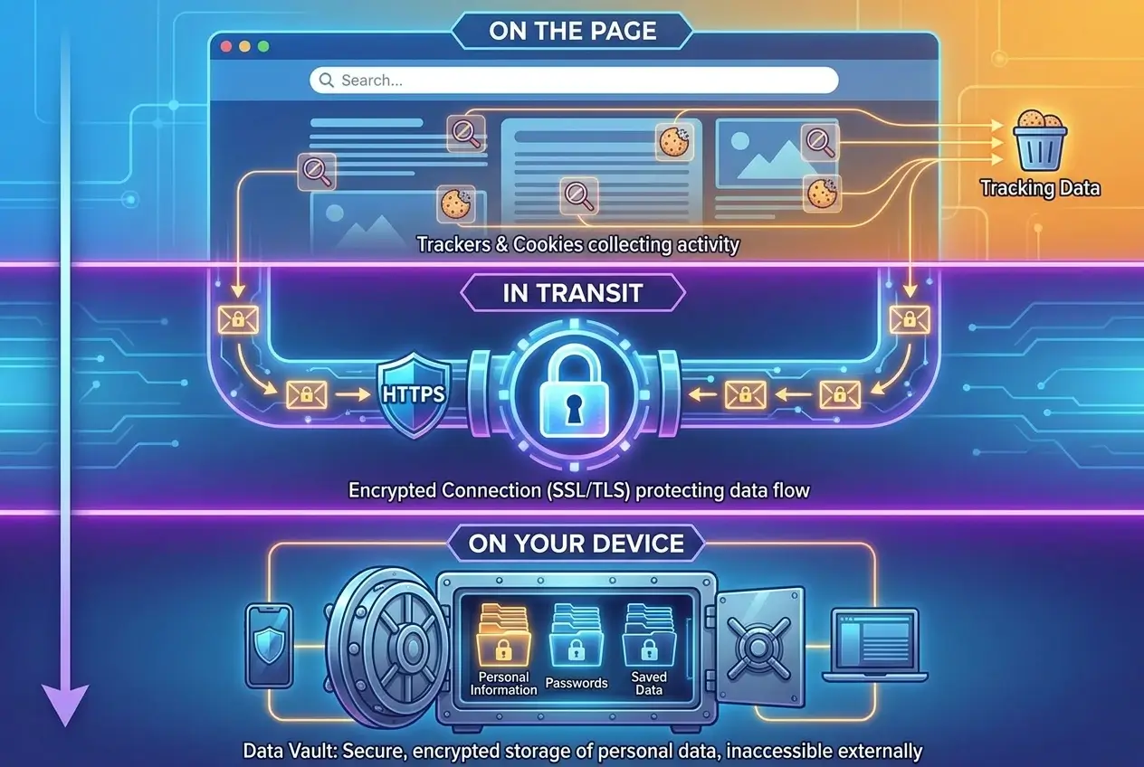 Three layers of mobile browser privacy protection