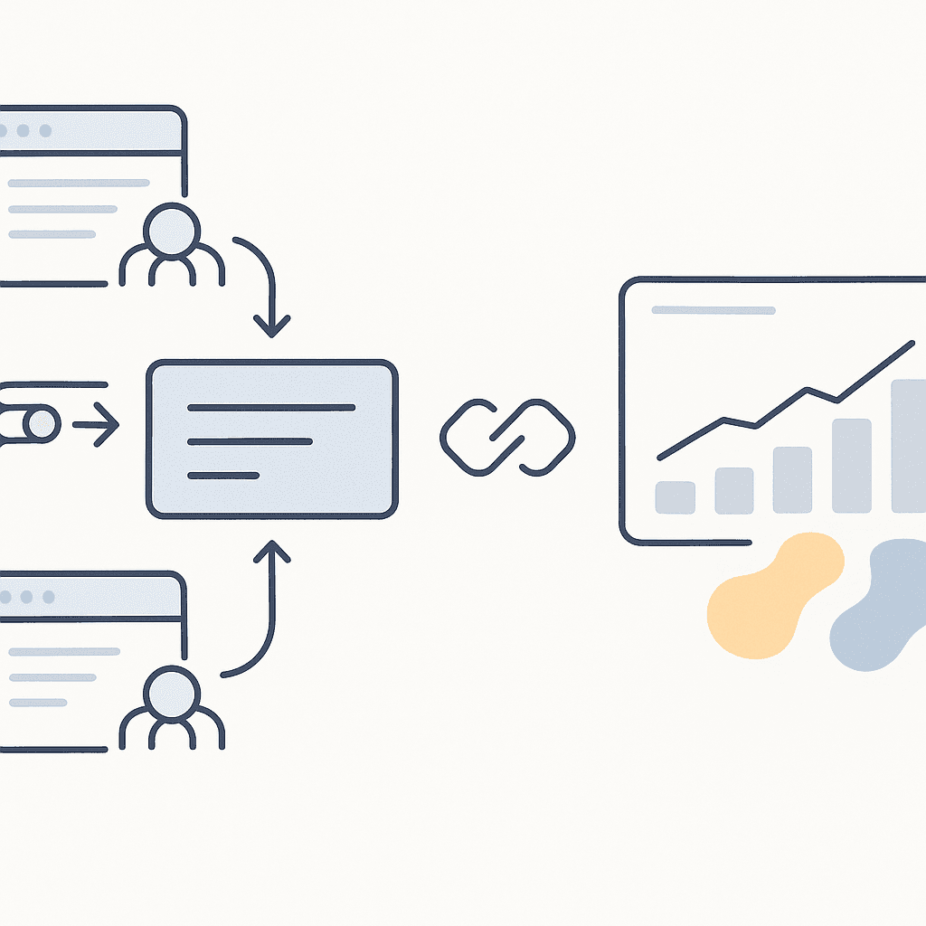 Flow diagram of AI crawlers feeding Perplexity answers while analytics dashboard misses citation data