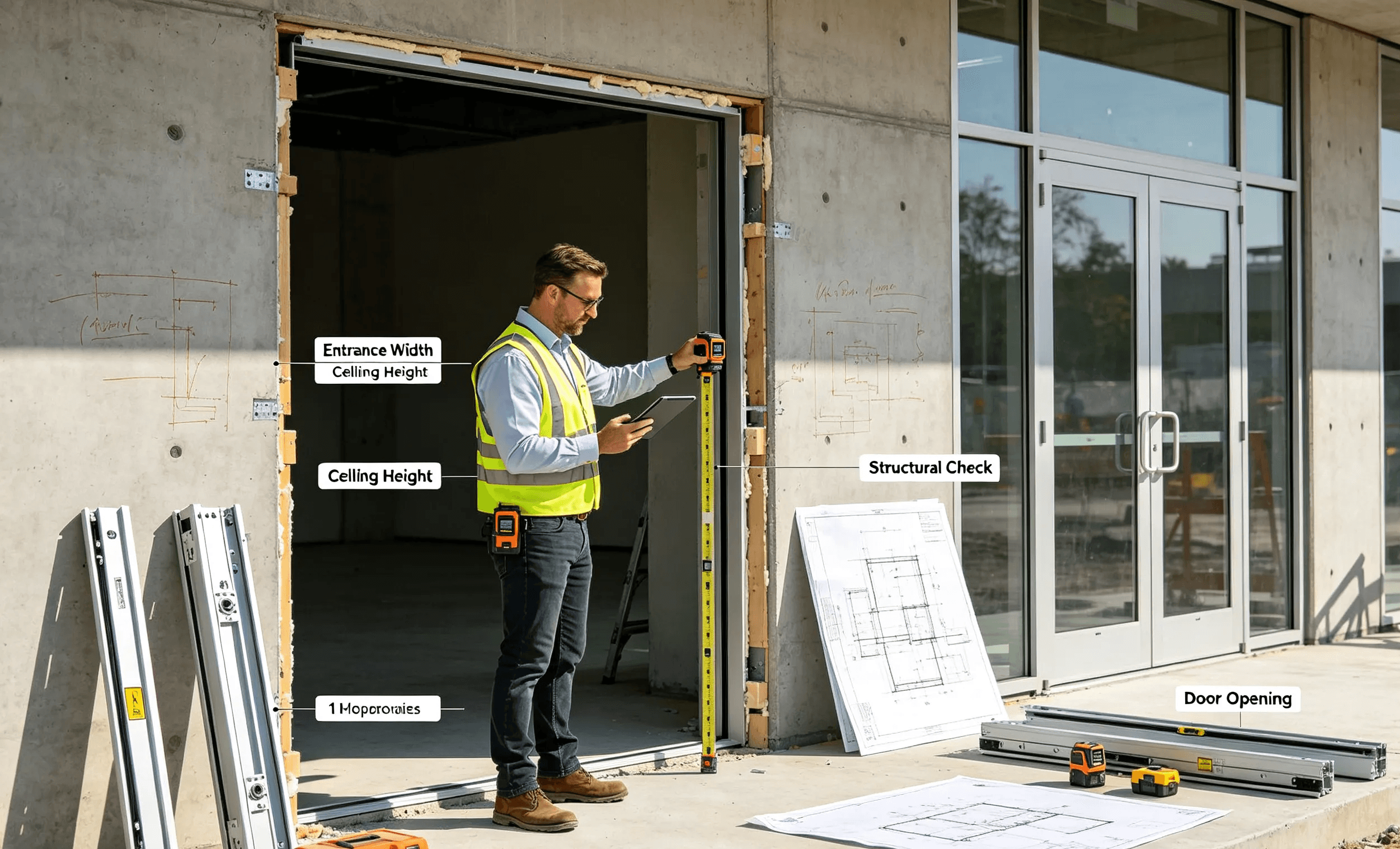 Site evaluation before automatic door installation